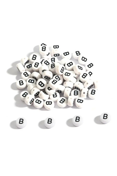 Choice10 100PCS B 100-500PCS Acrylic A-Z 26 Letter Beads Round Loose Spacer W...