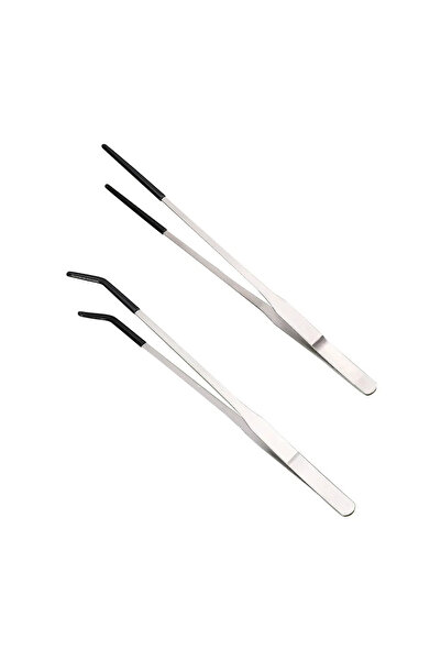 Choice1 27cm 2pcs 2pcs Bent Tip Tweezers For Crafts Stainless Steel Straight ...