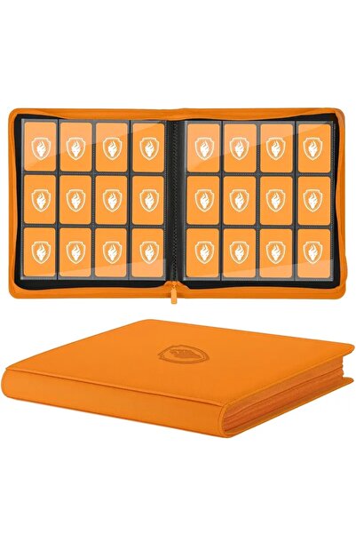 Choice3 480 بطاقة - مجلد بطاقات تداول برتقالي بـ 12 جيب، مجلد بطاقات بسحاب يت...