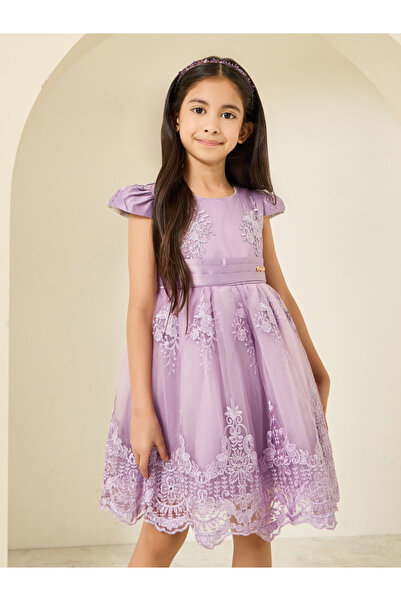 Styli Toddler Girl embroidered mesh dress