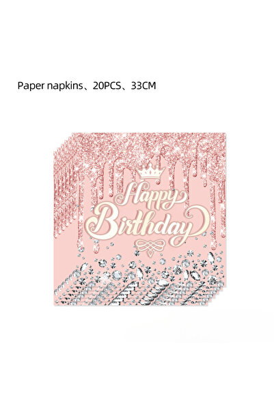 Choice مجموعة من 10 مناديل مزينة بأحجار وردية لامعة، لوازم حفلات، أطباق، مناد...