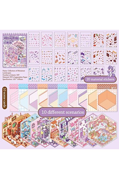 Choice7 كتاب ملصقات مشاهد مقصورة ثلاثية الأبعاد B-10، مجموعة ملصقات مشاهد كرت...