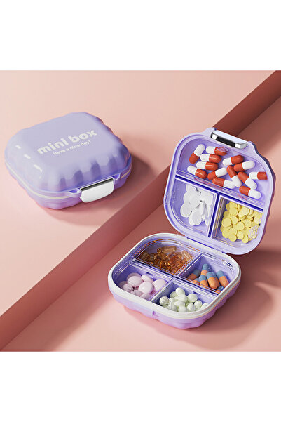 Choice1 علبة أدوية صغيرة بنفسجية اللون تكفي لثلاث وجبات يوميًا، وموزع أدوية م...