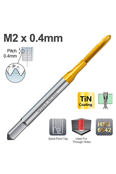 Choice16 مثقاب لولبي مطلي بالتيتانيوم عالي السرعة M2x0.4 قطعة واحدة، متوفر بم...