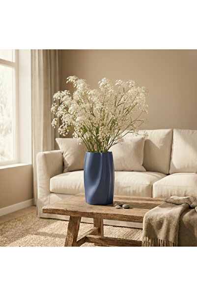 comes VULA Şık Tasarım Masaüstü Dekoratif Vazo - Lacivert - 10x10cm