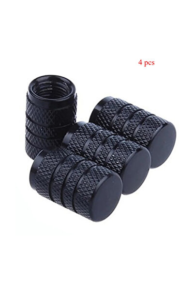Choice Black 4pcs Knurling Style Tire Valve Caps Aluminum Silver Car Bike Whe...