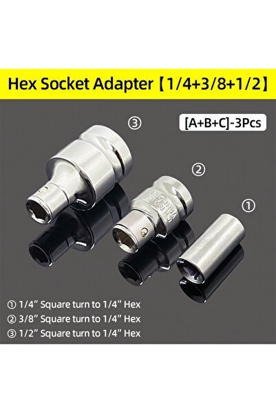 Choice7 مجموعة محولات A-B-C ثلاثية القطع، من مقاس 1/4 بوصة، 3/8 بوصة، 1/2 بوص...