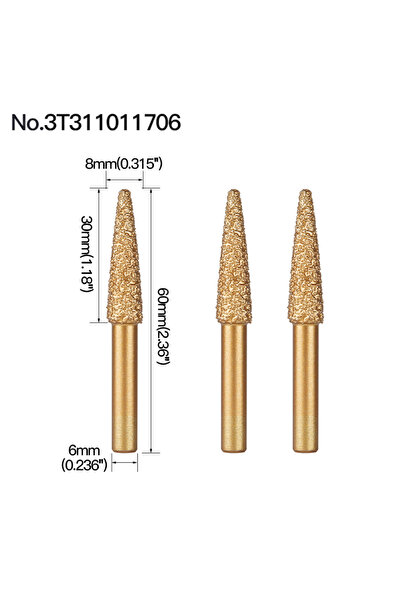 Choice 3T311011706 HUHAO 3PCS 6mm Diamond Grinding Head 60mm Long Rotary File...