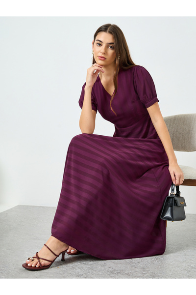 Styli Women Magenta Self-Design Maxi Dress