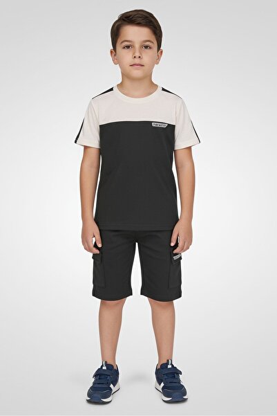 HIND Kids Boy 2 Pcs T-Shirt And Cargo Shorts Set, Multicolor