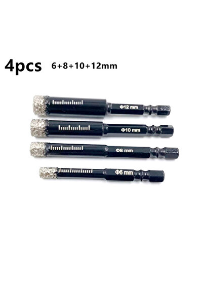 Choice10 4 قطع (6، 8، 10، 12 مم) مثقاب سداسي الشكل ملحوم جاف للبلاط والسيرامي...