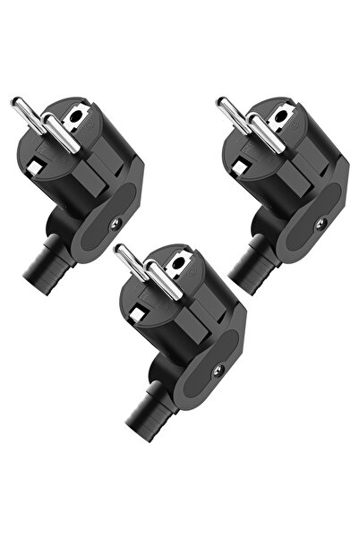 Choice3 EU 3pcs black 2/3/4/6/8pcs EU Schuko Plug 250V Power Plug, Protective...