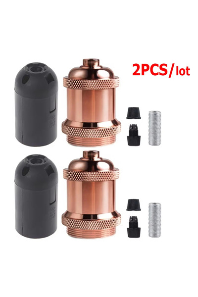 Choice4 قطعتان من حاملات المصابيح المطلية بالذهب الوردي E27 ذات الرأس اللولبي...