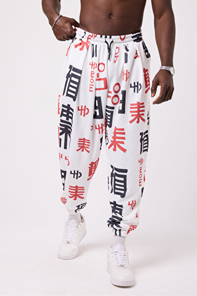 Superbluemexico Unisex Street Style Printed Wrinkled Sports Baggy Trousers