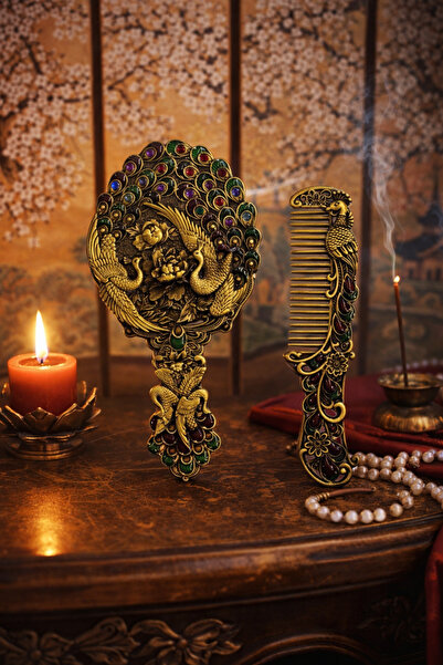 seymenbıçakçılık Motifli El Aynası & Tarak Seti | Vintage Şık Tasarım | Özel ...