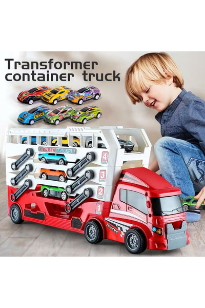 Choice1 شاحنة هندسية قابلة للطي على شكل حاوية من نوع RED، لعبة سباق، لعبة أطف...