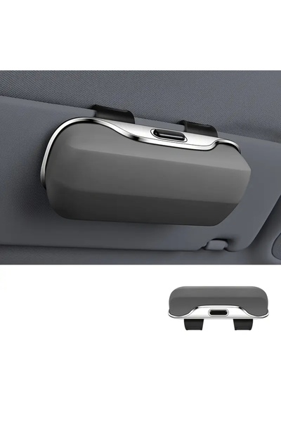 Choice4 علبة نظارات سيارة رمادية، حامل نظارات شمسية محمول للسيارة، حامل نظارا...