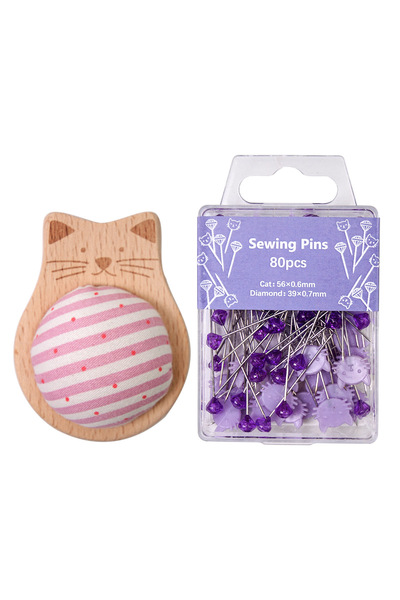 choice2 وسادة دبابيس على شكل قطة مخطط مع دبابيس تثبيت لمستلزمات الخياطة والتط...