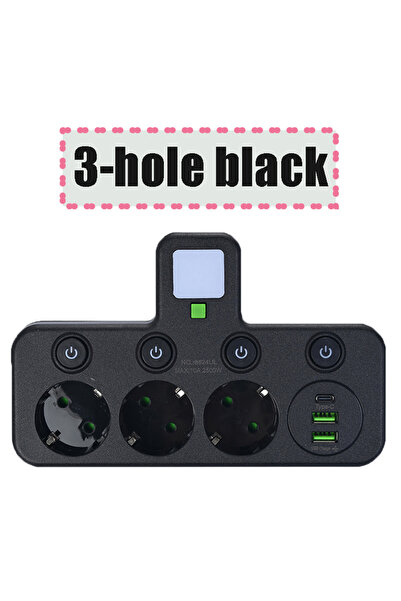 Choice3 110-250V 3-hole black Wireless Wall Charger Sket with 3 AC Outlets +2...