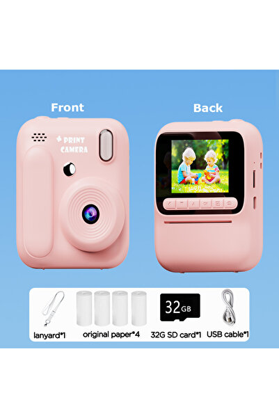 Choice3 كاميرا فورية للأطفال، سعة 32 جيجابايت، لون وردي، طباعة ملونة، دقة 108...