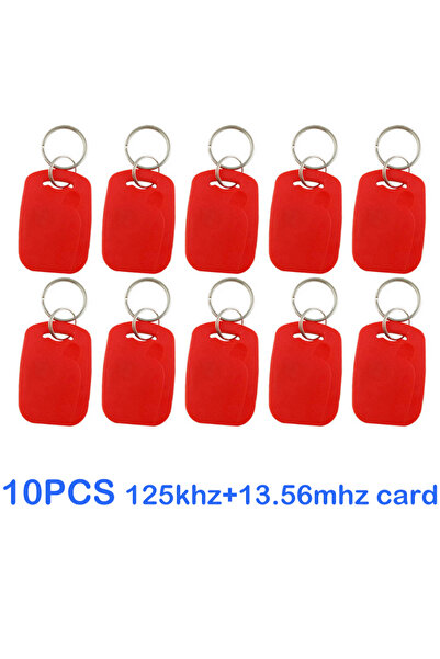 Choice3 10 قطع حمراء، 10 قطع، سلسلة مفاتيح RFID ثنائية الشريحة بتردد 125 كيلو...