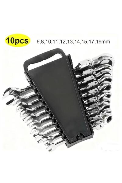 Choice3 10pcs(6-19mm) Ratchet Wrench Set Tools for Men Tool Full Professional...