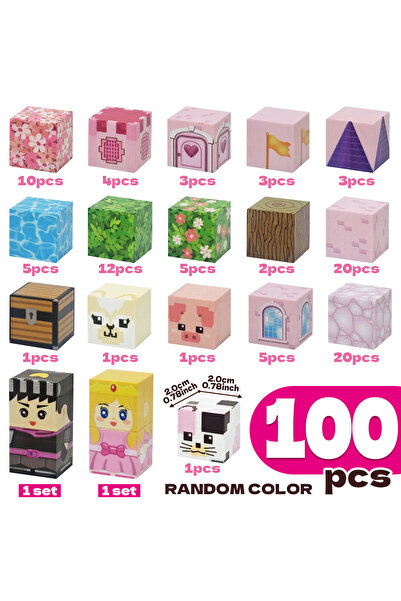 choice2 مكعبات بناء مغناطيسية صغيرة الحجم - 100 قطعة على شكل قلعة أزهار الكرز...