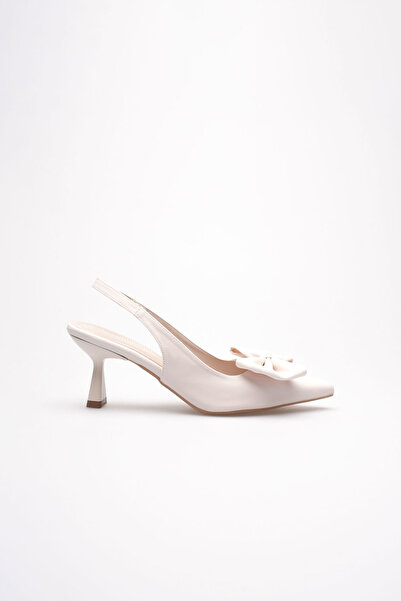 TRENDELLA Beige Bowknot Kitten Heel Slingback Women's Shoes