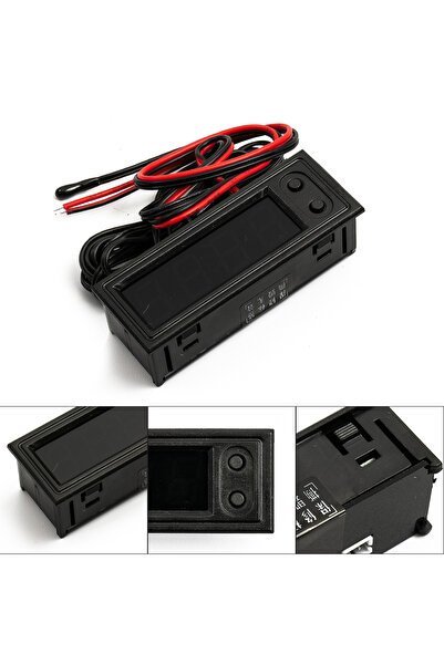 choice2 مقياس حرارة وفولتميتر رقمي LED للسيارة 3 في 1، أحمر/أزرق/أخضر، 12 فولت