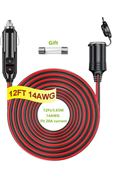Choice4 EC-12FT-14AWG Durable Super Car Charging Power Cord Cigarette Lighter...