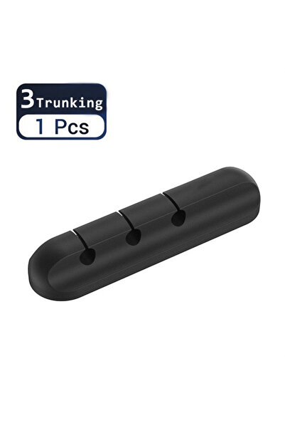 Choice4 منظم كابلات USB أسود بثلاثة ثقوب، مصنوع من السيليكون، لفافة كابلات، م...