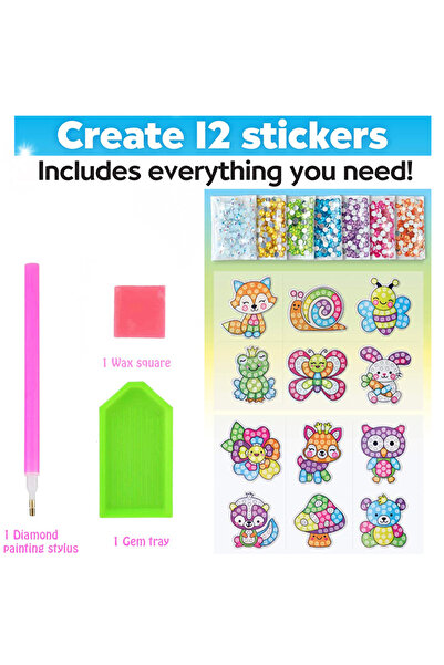 Choice10 مجموعة ملصقات الرسم الماسي الكبيرة المكونة من 12 قطعة على شكل حيوانا...