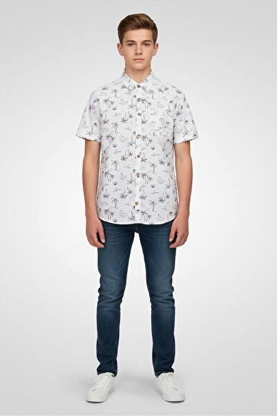 Bearpaw Kids Boy Short Sleeve Allover Print Shirt, Multicolor