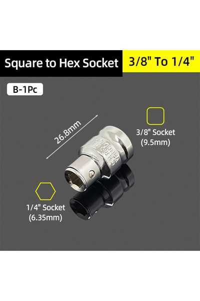 choice2 محول B-1 قطعة من محرك مربع 1/4 بوصة، 3/8 بوصة، 1/2 بوصة إلى ساق سداسي...