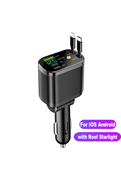 Choice5 شاحن سيارة قابل للسحب مطور جديد 5 في 1 بتقنية Starlight، 1A1C، شحن سر...