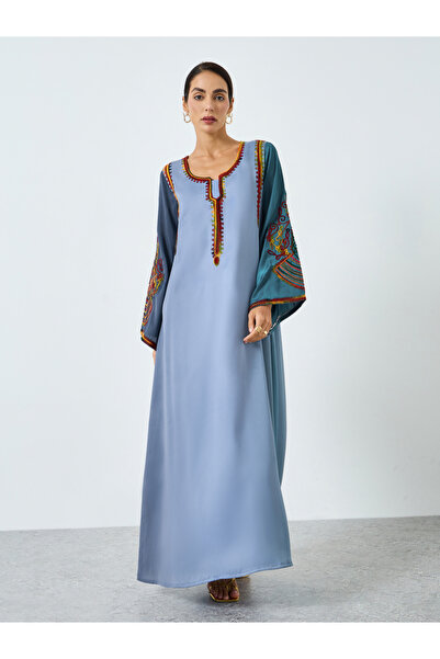 Maxim Creation By Styli Grey Embroidery A-Line Jalabiya