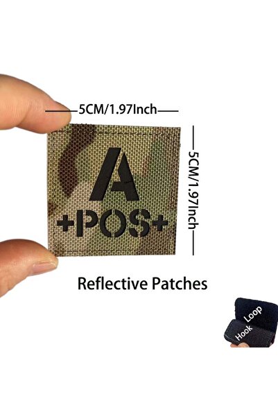 Choice8 05-CP A POS 5*5CM IR Reflective Patch Hook and Loop,Blood Type A B AB...