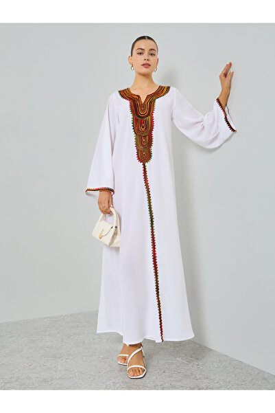 Maxim Creation By Styli White Embroidered A-Line Jalabiya