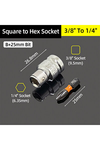 Choice18 مفتاح ربط ومفك براغي، محول سريع التغيير من محرك مربع 1/4 بوصة، 3/8 ب...