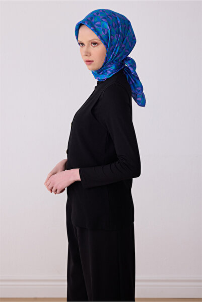 Belli Eșarfă mov cu model multicolor 100% twill mătase 4322-52