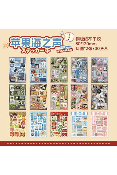 Choice8 كتاب ملصقات PET لطيفة مقطوعة بالقالب، 30/60 ورقة، رسومات كرتونية قديم...