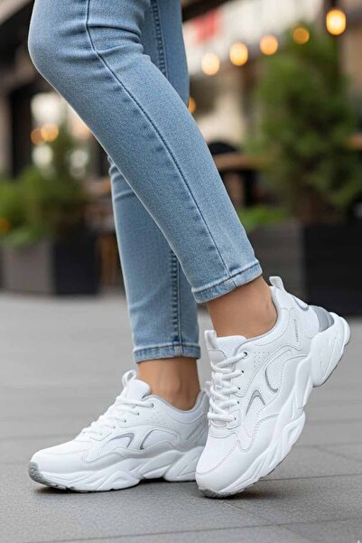 lumberjack Women's White Platform Sole Sneaker - White Color Casual Comfortab...