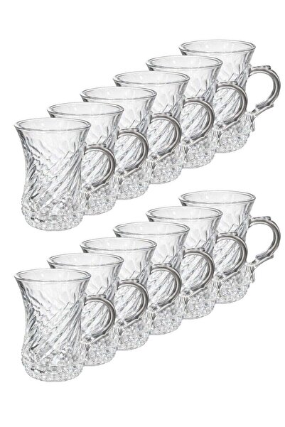 ALQANNAS 12 Pieces Crystal Tea Glass Set With Design