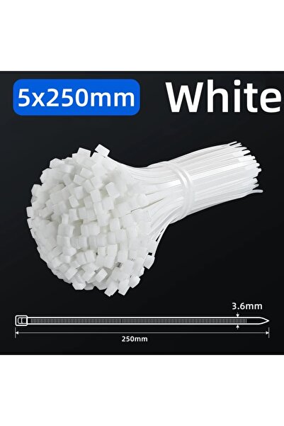 Choice3 أبيض - 5 × 250 مم - 100 قطعة، 100 قطعة من أربطة النايلون البلاستيكية ...
