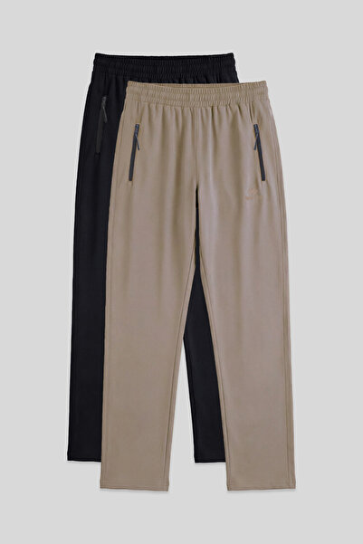 TOMMY LIFE Standard Fit 2-Pack Black-Beige Men's Sweatpants - 84768