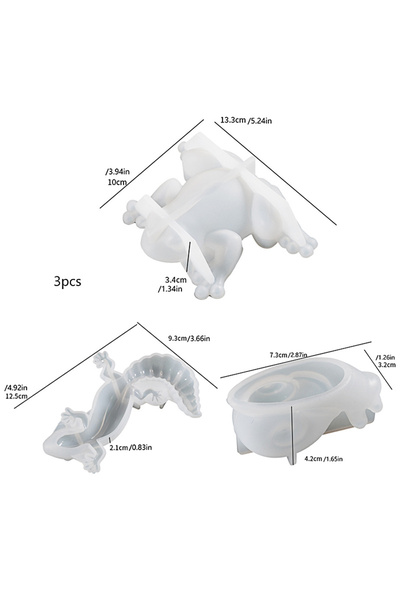choice2 قوالب حيوانات ثلاثية القطع، قوالب على شكل حلزون وضفدع وسحلية، زينة حي...