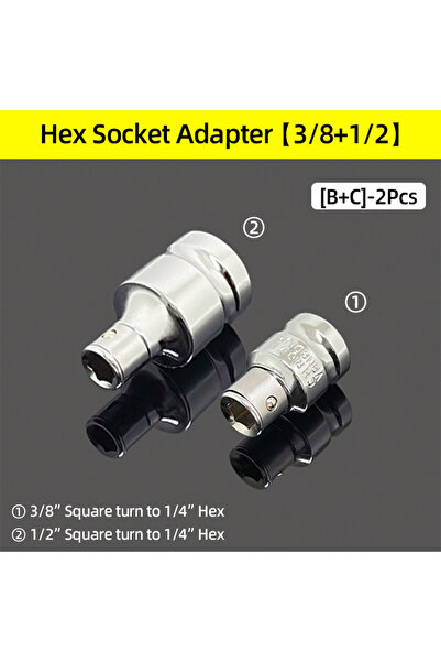 Choice11 محول B-C قطعتين من محرك مربع 1/4 بوصة، 3/8 بوصة، 1/2 بوصة إلى ساق سد...