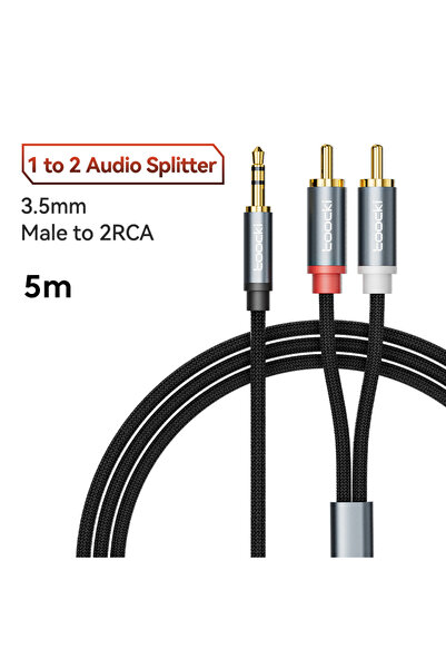 Choice7 كابل توكي رمادي اللون، ثلاثي الأجزاء، بطول 5 أمتار، مزود بمقبس RCA مق...