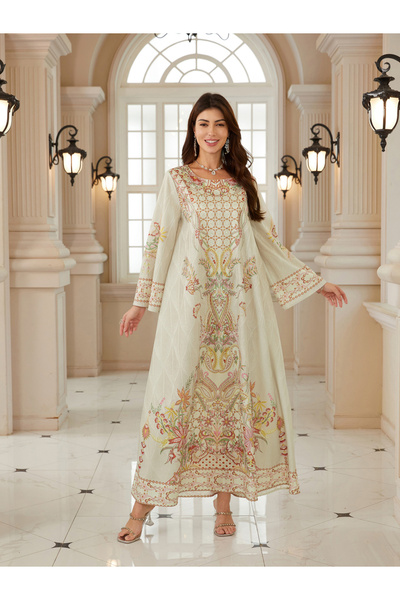 Take Two By Styli Women Textured Floral Printed A-Line Jalabiya