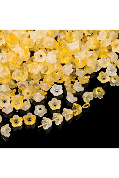 Choice3 Yellow 300/Lots 4.5*4.5mm Acrylic Lily Flower Beads Colored Spacer Be...
